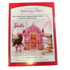 Department 56 North Pole Barbie Gown Boutique Pink Building W Box USB‎ Christmas